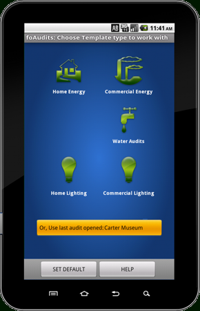 Example Handheld WX PDA Android Energy Audit